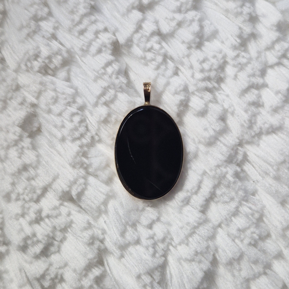 Vintage 14k Gold Onyx Sailboat Pendant - Picture 6 of 10